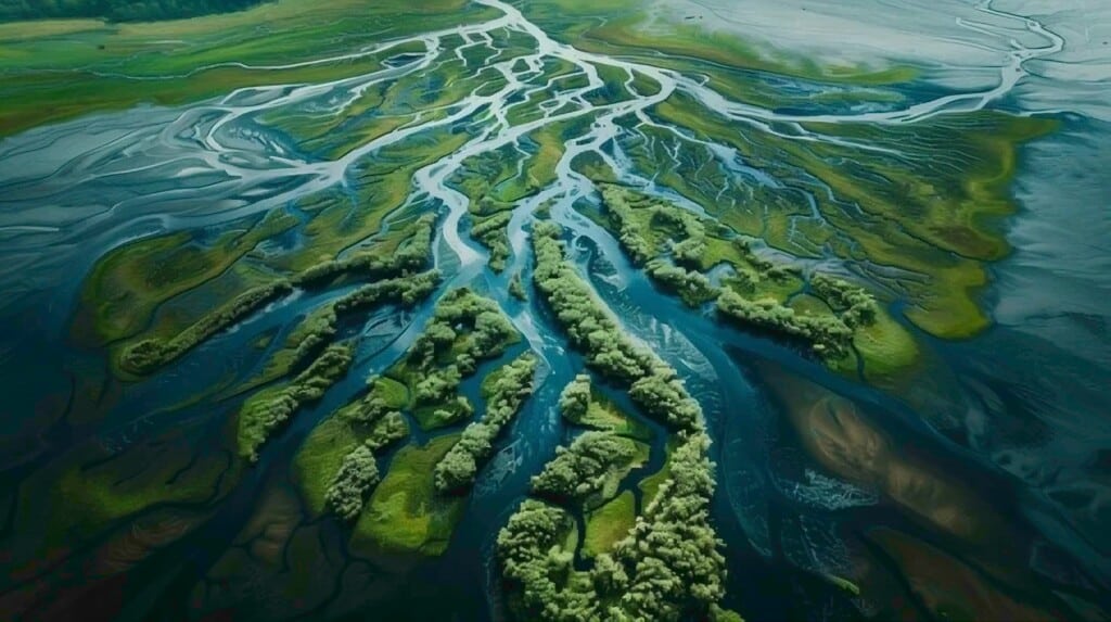 River delta as self-organizing system